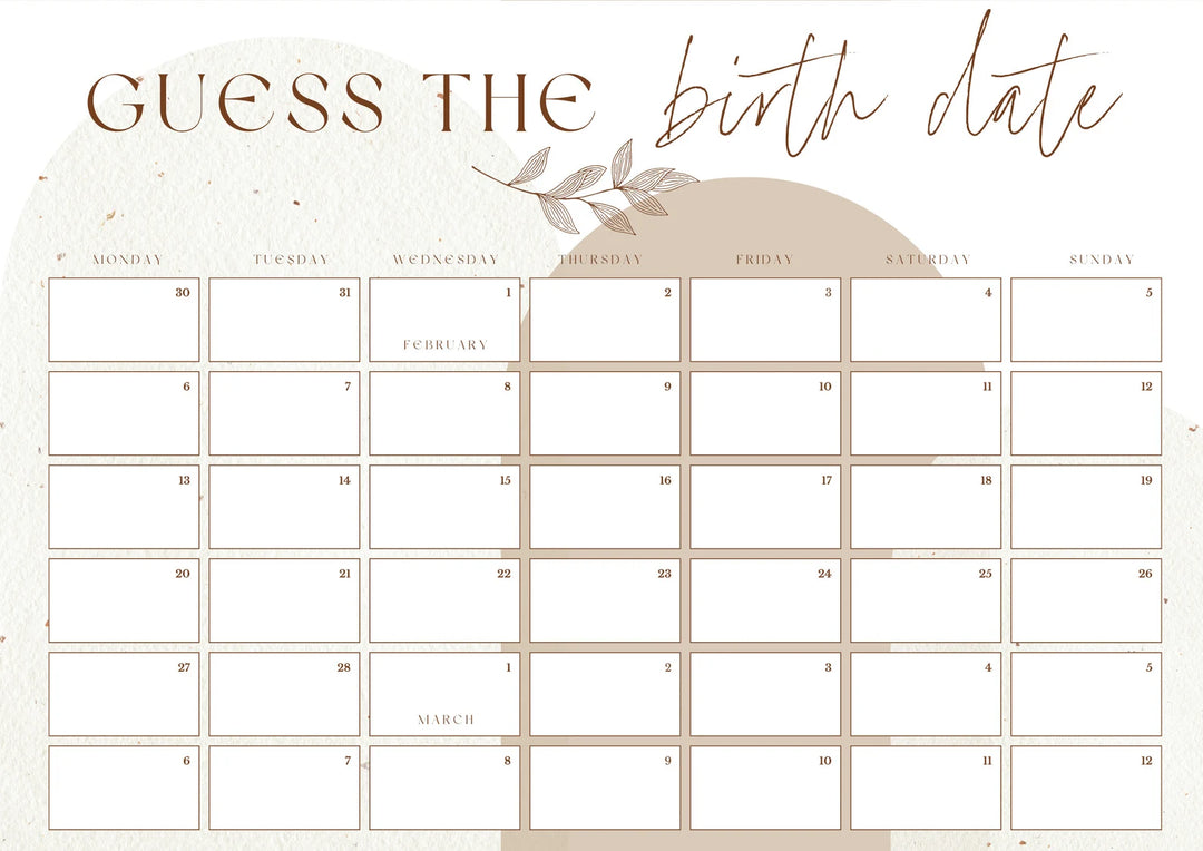 Customisable Baby Shower Guess Baby Due Date Flora Myla Co